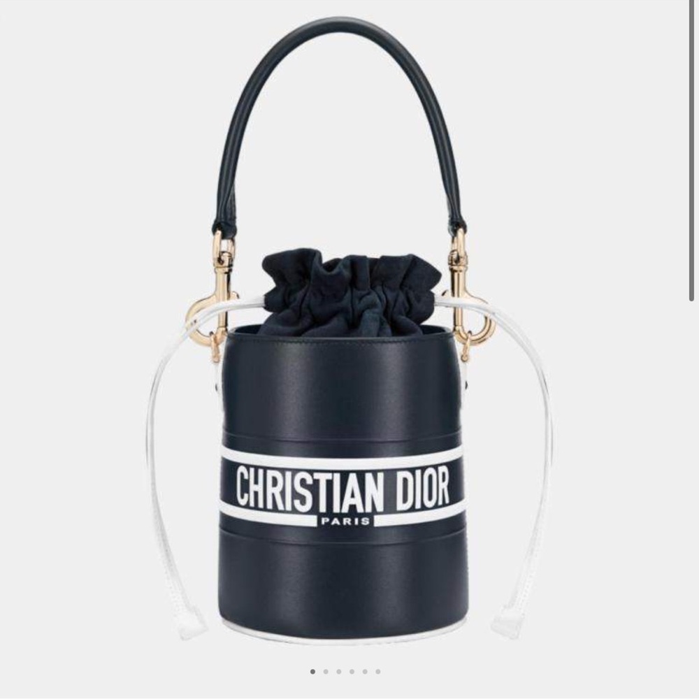 DIOR NWT New with tags Two Way Calfskin Bucket Bag Crossbody Navy White Logo